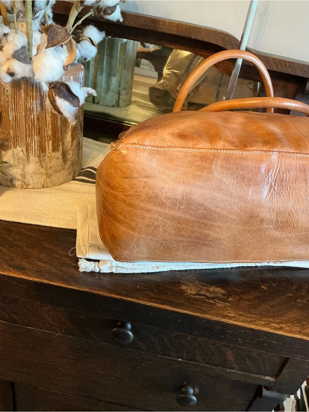 NWT Bed Stu Rockaway Shoulder Bag Crossbody Work School Tote Tan Rustic $345 - Picture 6 of 16